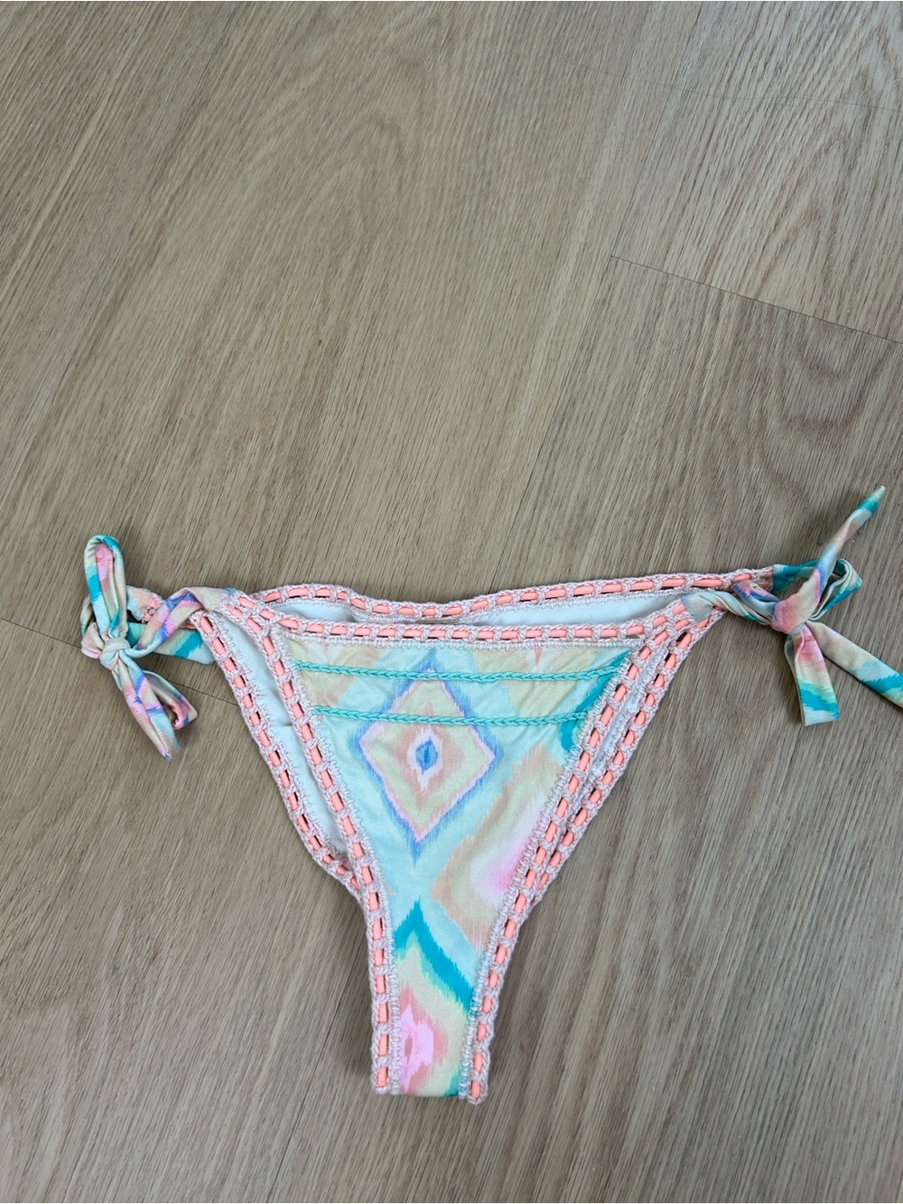 Capittana Crochet Detail Side Tie Bikini Bottom XS